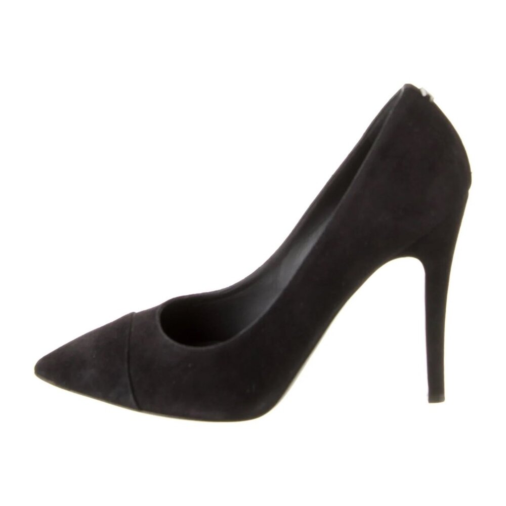 Authentic CHANEL Interlocking CC Logo Suede Pumps Women's Size: 8.5 | IT 38.5